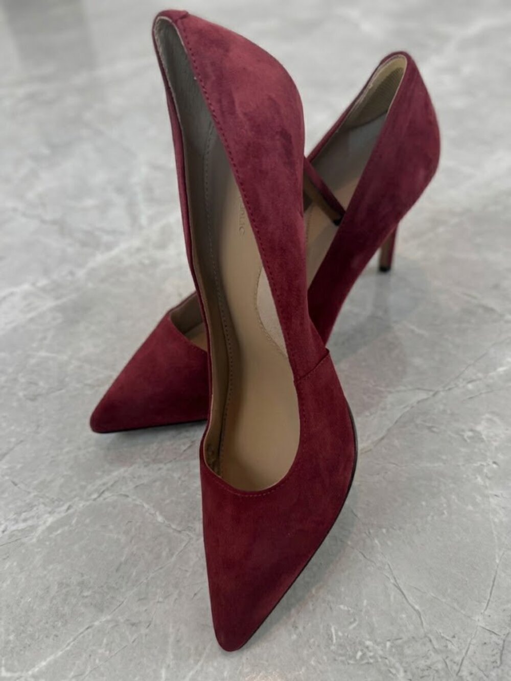 Burgundy Suede Pointed-Toe Stiletto Heels by Banana Republic